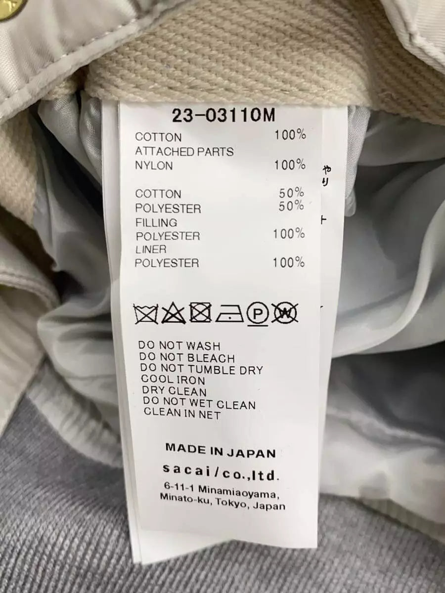 sacai × Carhartt Jacket Blue Cotton Size 3 Model 23-03110M Rare Used from Japan