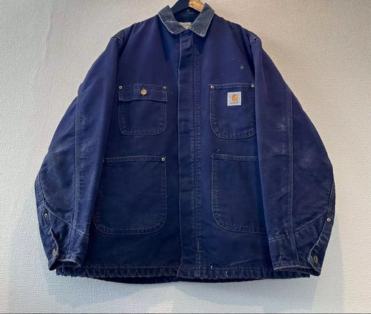 Super Special 80S Carhartt Chore Coat Navy Blue L XL size